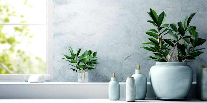 Plante dans une salle de bain